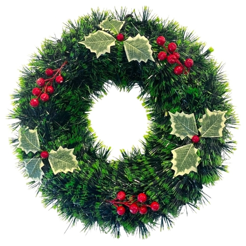 Coronita Craciun - Ornamente si frunze, 38 cm