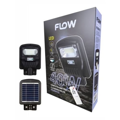 Corp stradal LED cu panou solar 40W 6500K FLOW  FPL40W-CS