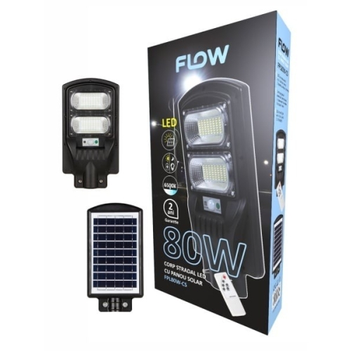 Corp stradal LED cu panou solar 80W 6500K FLOW FPL80W-CS