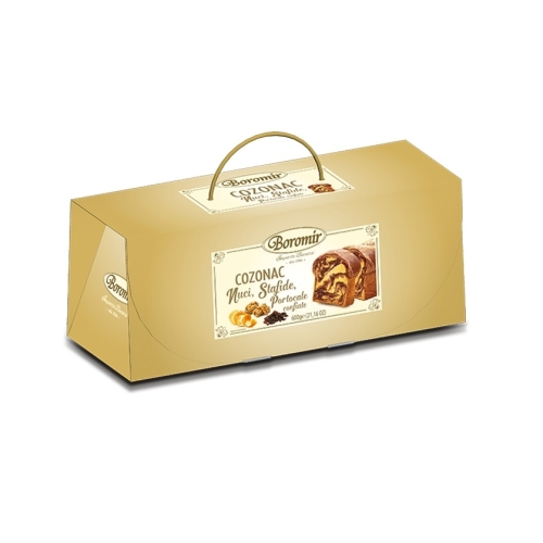 Cozonac Vintage cu nuca, stafide si portocale confiate, 600 g, Boromir