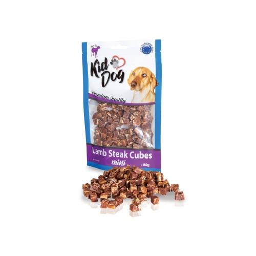 KidDog Recompense Pentru Caini, Mini Cuburi Din Carne De Miel, 80 g, A04725