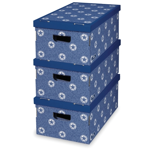 Set 3 cutii depozitare 290x520x200mm, fabricate din carton, diverse decoruri