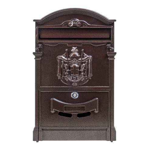 Cutie postala metalica pentru exterior, 410x260x90mm, maro, Zilan