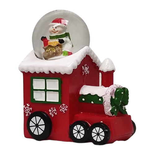 Glob din sticla Craciun CNX SK115, suport locomotiva