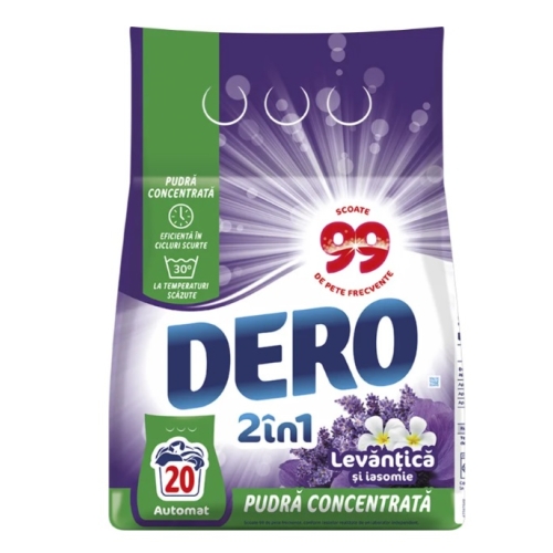 Detergent automat Dero 2in1 Levantica si Iasomie, 20 spalari, 1.5 kg