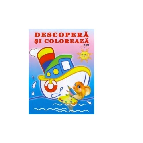 Descopera si coloreaza. Mijloace de transport, editura Bibilion. Carti de colorat pentru copii