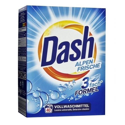 Detergent pudra automat, 40 spalari, 2.6 kg, Dash - Alpine Freshness pentru curatarea si igienizarea hainelor si rufelor