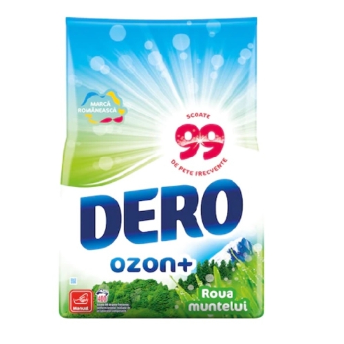 Detergent pudra automat Ozone Plus Roua Muntelui, 200 spalari, 20kg, Dero. Produs pentru curatarea si igienizarea hainelor si rufelor