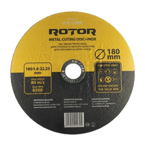 Disc abraziv pentru metal+inox ROTOR 180*1,6*22,23
