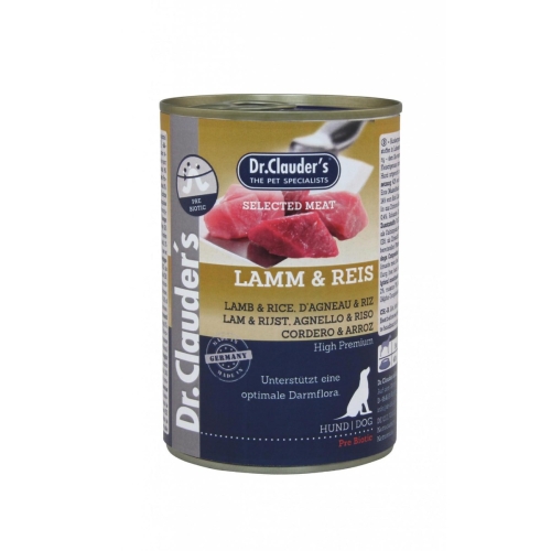 Hrana umeda, Caini, 400 g, Miel si orez, Dr. Clauder`s Selected Meat 