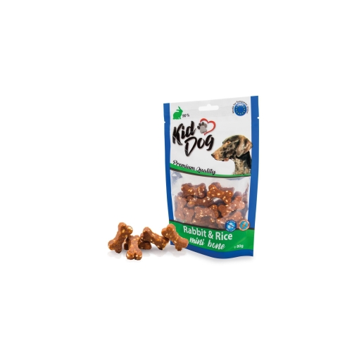 KidDog Recompense Pentru Caini, Mini Oase Cu Iepure Si Orez, 250 g, A04821