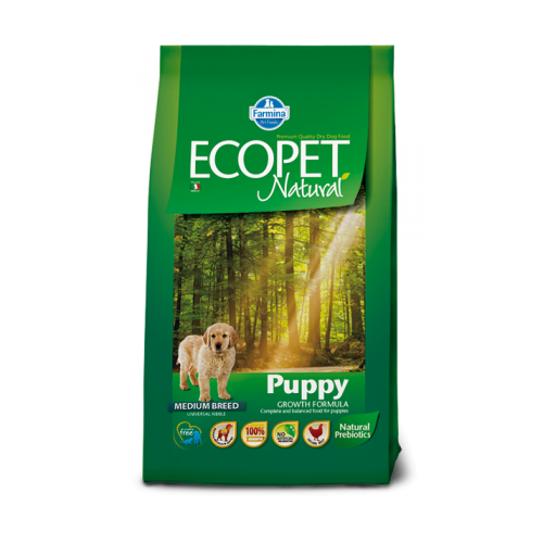 Hrana uscata catei de talie medie, 12 kg, Ecopet Natural Puppy Medium
