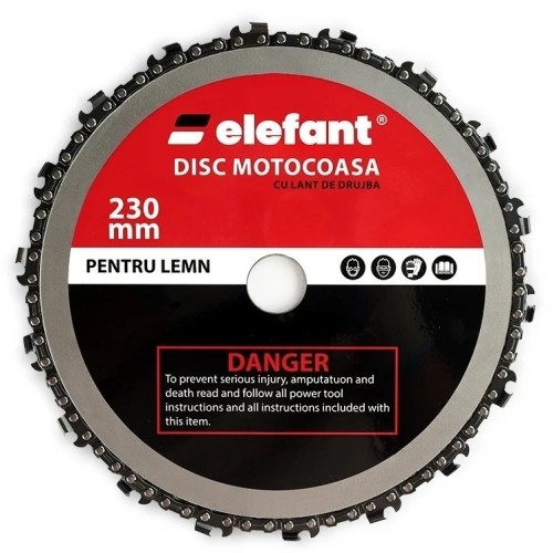 Disc motocoasa cu lant de drujba 230x25.4 mm - Elefant