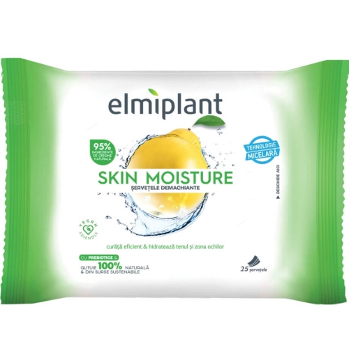 Servetele demachiante pentru ten normal si mixt, 25 bucati, Elmiplant