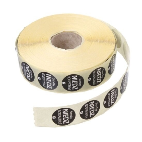 Etichete zilnice pentru siguranta alimentelor, de unica folosinta, RO, BG, EN, HENDI, Duminica, 2000 buc, diam. 19 mm