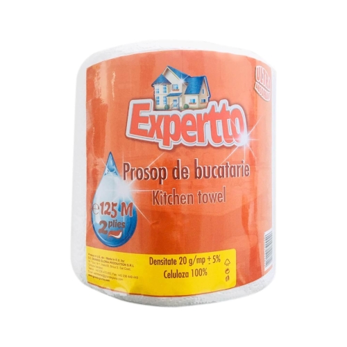 Expertto Prosop de bucatarie 2 straturi, 125 metri. Produse de igiena, Solutii curatare suprafete bucatarie