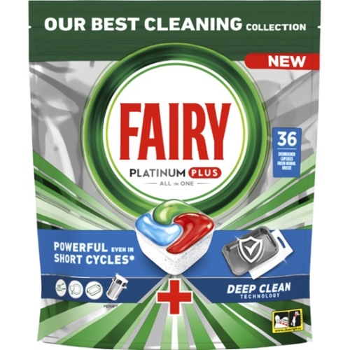 Detergent capsule pentru masina de spalat vase 36 buc, Fairy Platinum Plus Deep Clean