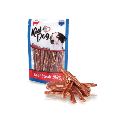 KidDog Recompense Pentru Caini, Fasii De Friptura De Vita, 80 g, A04716