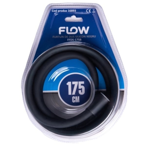 Furtun de dus silicon negru 175 cm, FLOW FFDS-175B 
