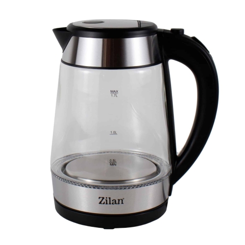 Fierbator electric sticla Zilan cu iluminare LED, 1.7l, 2200W, Zilan