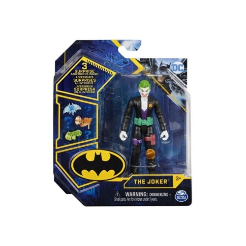 Figurina Batman, Joker articulata cu 3 accesorii surpriza, 10 cm, Spin Master