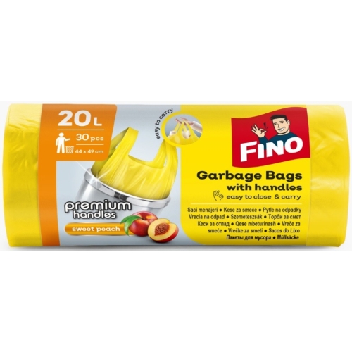 Saci pentru gunoi cu maner, cu aroma de piersica Fino 20L color 30 buc.