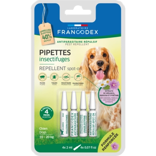 Pipete repelente antiparazitare,  pentru caini de talie medie, 4x3 ml, Francodex
