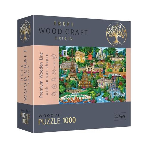 Puzzle din lemn obiective turistice faimoase din Franta 1000 de piese