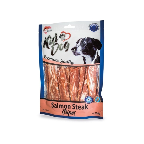 KidDog Recompense Pentru Caini, Fasii De Friptura De Somon, 250 g, A04702
