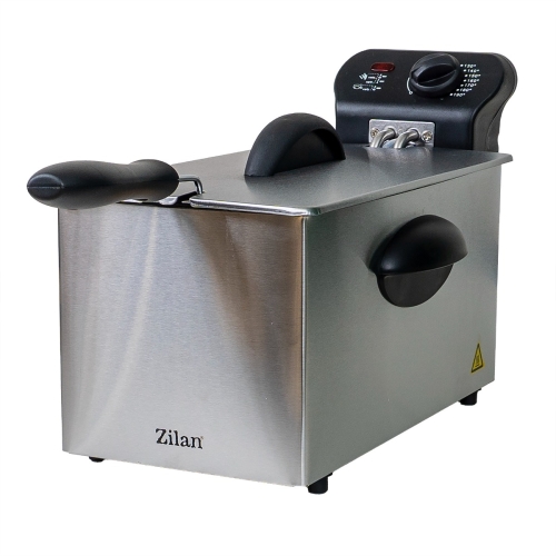 Friteuza din inox, putere 2180W, capacitate 3L, termostat reglabil, Zilan