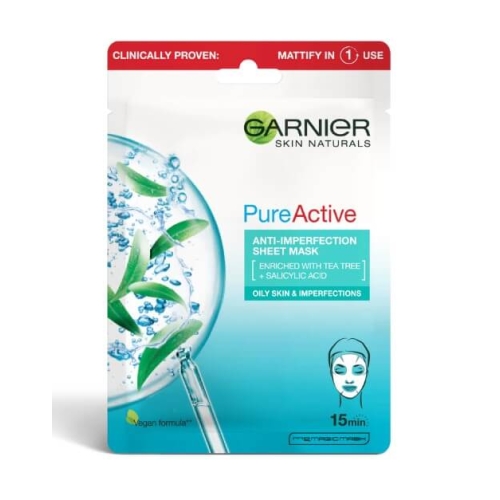 Masca servetel anti-imperfectiuni si hidratare, 23 g Garnier Skin Naturals Pure Active