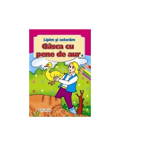 Gasca cu pene de aur. Lipim si coloram