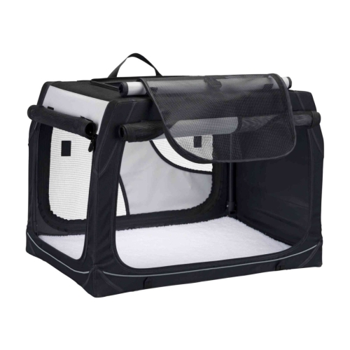 Trixie Geanta Transport Auto/Cazare Caini, Vario, S: 61x43x46 cm, Negru/Gri, 39721