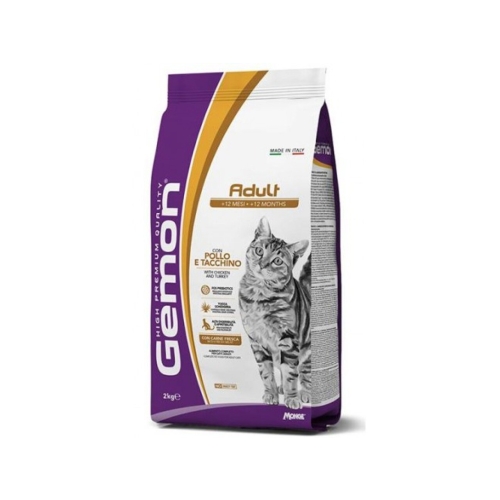 Monge Hrana Uscata Pentru Pisici, Gemon Adult, Cu Pui Si Curcan, 2 kg