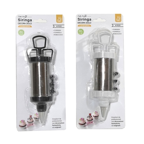 Set seringa pentru crema prajituri, cu paleta si 4 duiuri incluse, din polipropilena