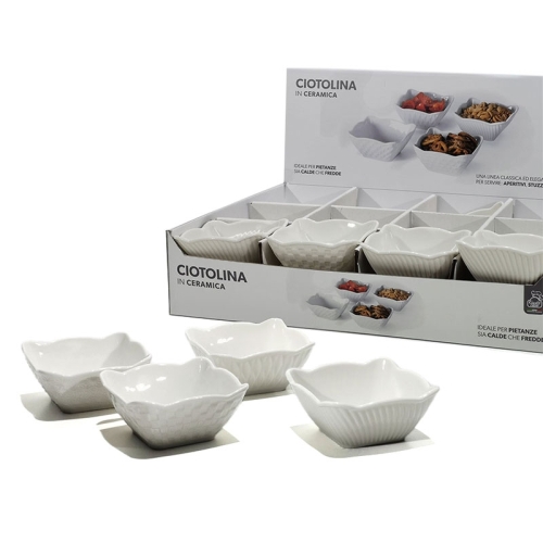 Bol patrat, din ceramica, culoare alba, dimensiuni 90x90x45mm