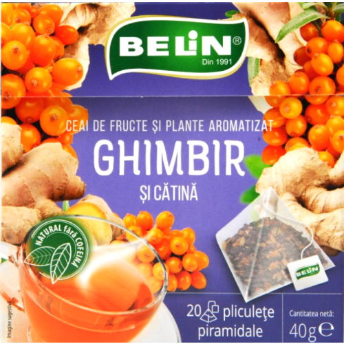 Ceai cu ghimbir si catina 20 plicuri, Belin