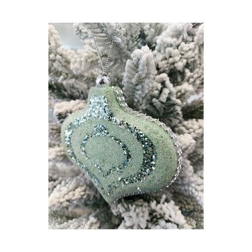 Glob plat titirez verde menta-argintiu 13 cm Xmas, Prosper