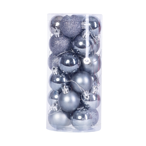 Prosper Set 24 Globulete gri inchis XMAS, diametru 4 cm, diferite modele