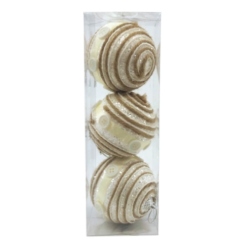 Set 3 globuri 8cm nasturi XMAS AZ4