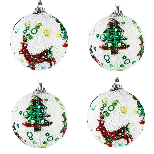 Globuri Pom Craciun, 6 cm, 4 Buc./Set