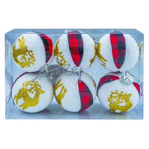 Globuri Pom Craciun, Reni, 6 cm, 6 Buc./Set