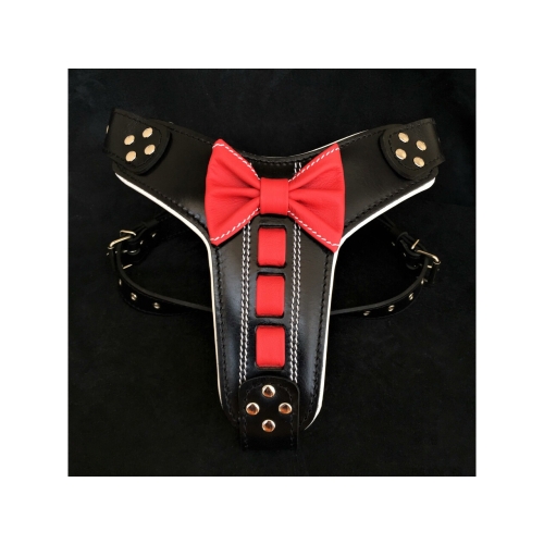Bestia Ham Bowtie-Papion, Piele Naturala, M, Negru/Rosu