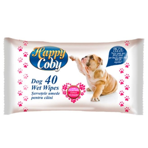 Servetele umede pentru caini cu Extract de Lavanda, 40 buc, Happy Coby	