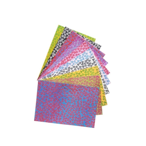 Hartie gumata A4 - inima, 2mm, cu sclipici, set 10 coli, Colorarte