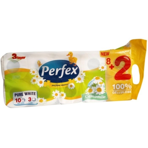 Hartie igienica Musetel, 100% celuloza, 10 role, 3 straturi, Perfex