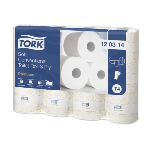 Hartie igienica Premium, 3 straturi, 16 m, 12 role, Alb, Tork 120314