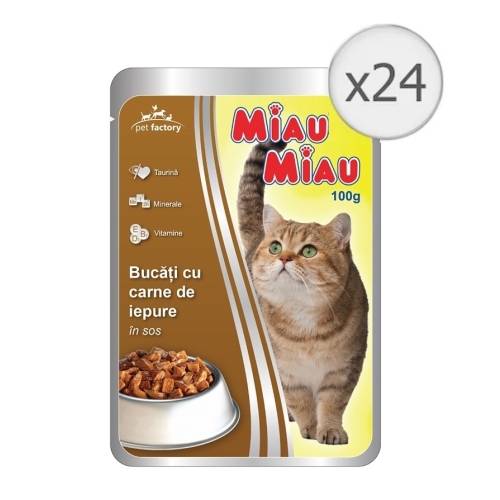 Pachet MIAU MIAU Plic iepure in sos 100G x 24 buc