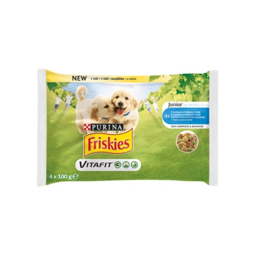 Hrana Umeda Friskies Dog, Junior, in Aspic, cu Pui, 4 x 100 g