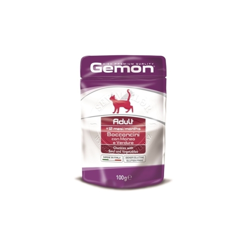 Monge Hrana Umeda Pentru Pisici, Gemon Adult, Cu Vita/Legume, 100 g